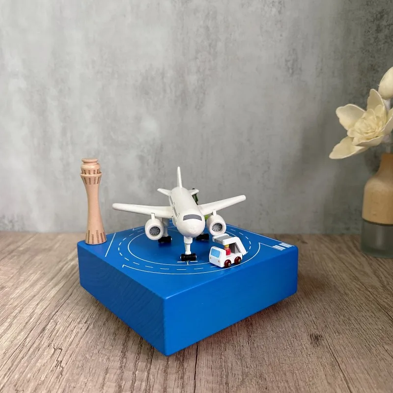 Big Plane Wooden Music Box. Boys Holiday Creative Gift Music Box. Home Decoration All Solid Wood Aircraft Model. Handmade Gifts