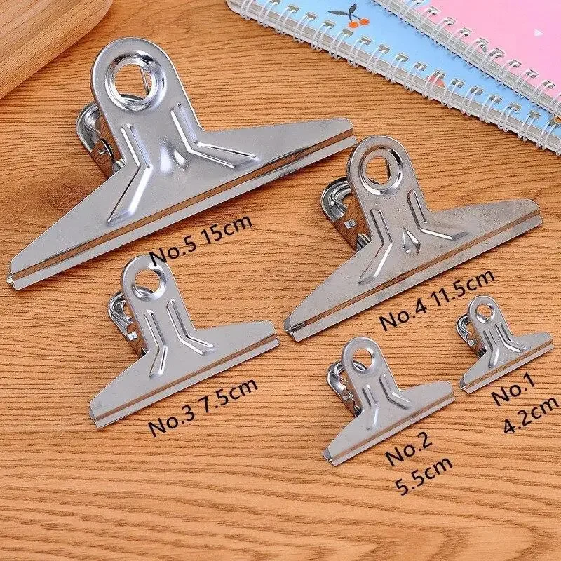 Bag Clips 1-5pcs Bag Clips Stainless Steel File Food Folders Organizer Plus Size School Stationery Supplies Kitchen Essentials