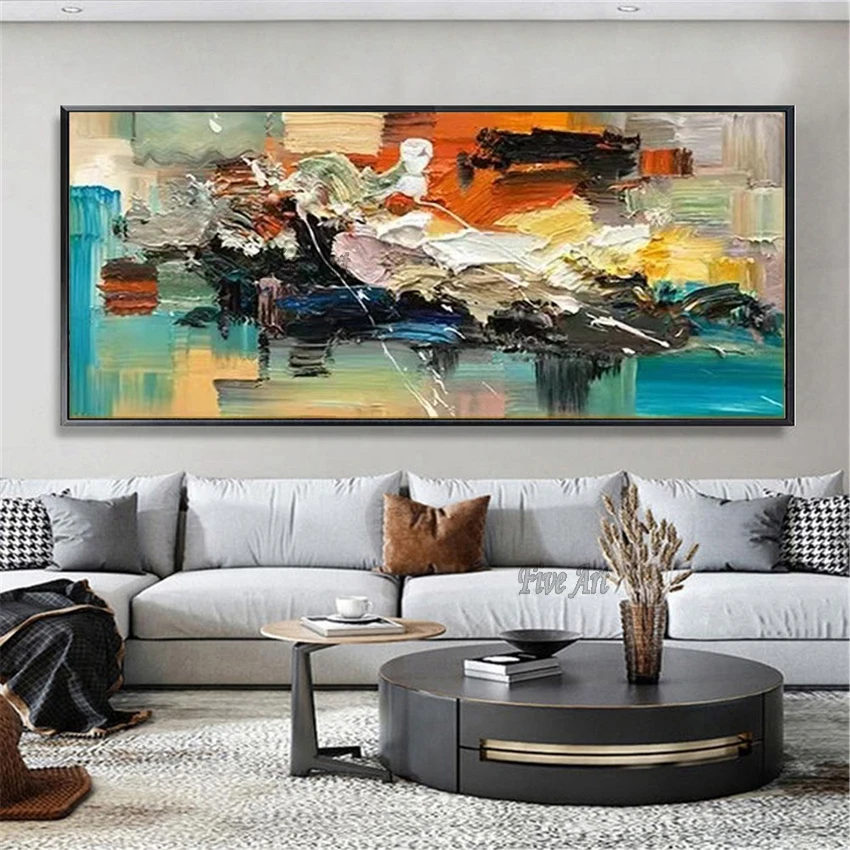 

Large Size Color Thick Texture Modern Abstract Oil Paintings On Canvas Restaurant Wall Art Decoration Home Artwork Unframed