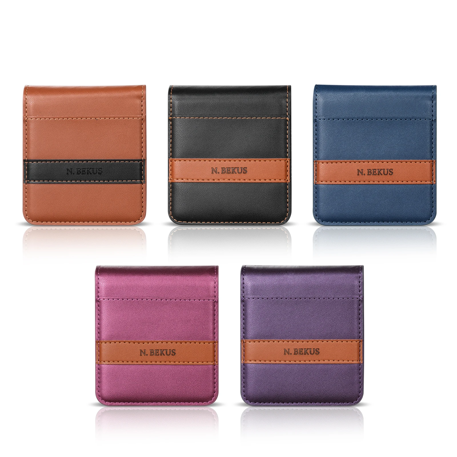 Luxury Splice Leather Wallet Card Holder Case with Kickstand and RFID Protection