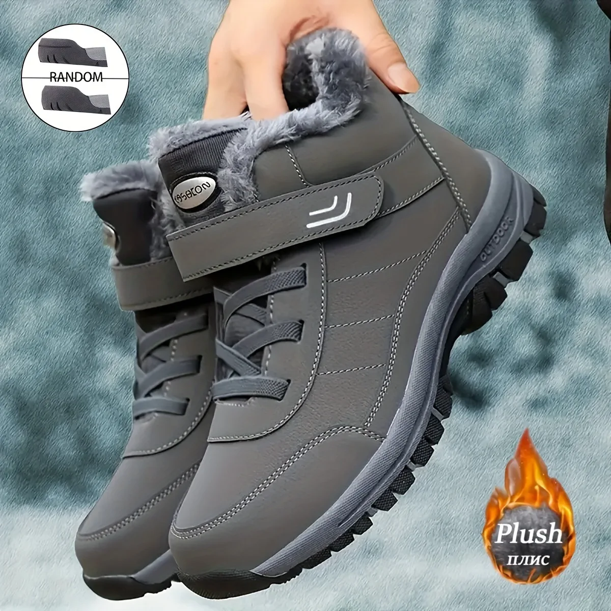 Women Snow Boots Waterproof Warm Plush Lining Anti-Slip Sole Low Heel Ankle High Stylish Two-Tone Winter Essential Causal Shoes