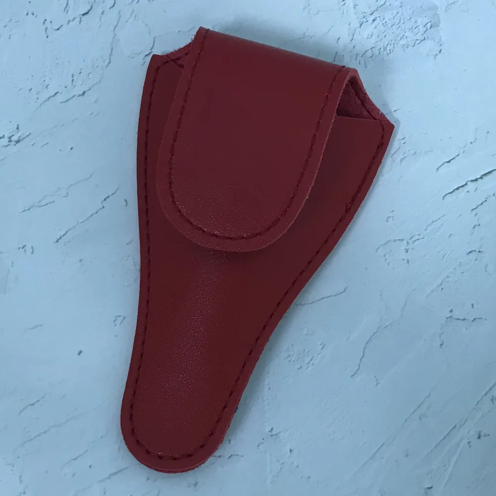 Hasp Style V Shape 10 Solid Colors Option Good Sewing Convenient Small PU Leather Scissors Protection Bag Nail Trim Cover Case storage bag