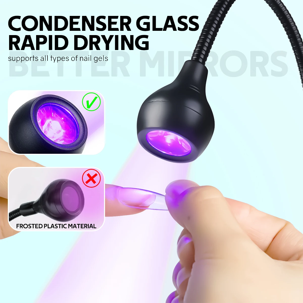 UV LED Nail Lamp For Drying Gel Polish Clip-On Flexible Tube UV Gel Curing Lamp Portable USB Mini UV Light Dryer For Manicure 3