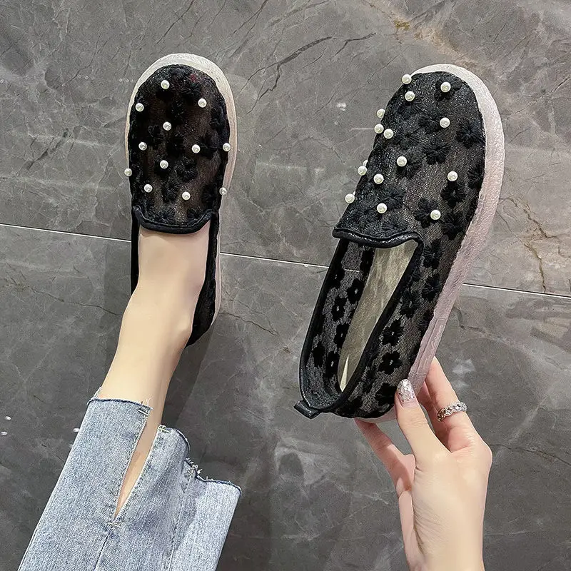 

Tenis Feminino 2024 Spring Summer Beads Sneakers Women's Luxury Fashion Student Shoes Lady Casual Flats Walking Trainers Cool