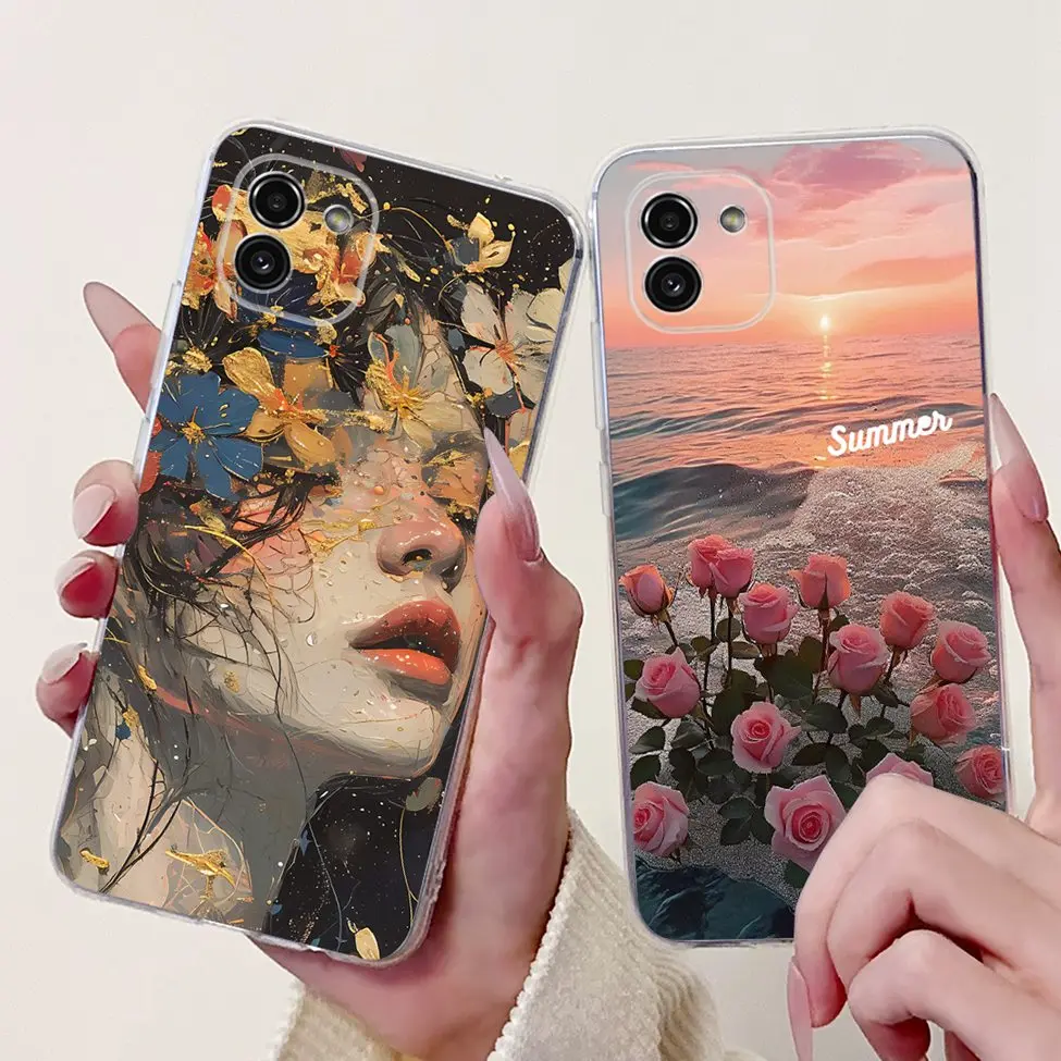 Clear Luxury Flower Painted Phone Case - Cute and Funny Design Cover