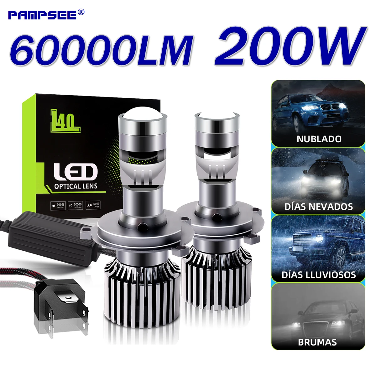 H7 LED Laser Lenses for Cars H10 9005 HB3 9006 HB4 H11 Mini Loupe H4 Laser Headlight Bulb LED Lens Projector 200W 12V Auto Lamps