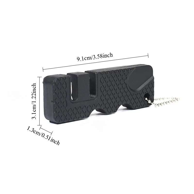 Portable Knife Whetstone Keychain Ceramic Tungsten Steel Scissor Sharpener Outdoor Multi Hook Camp Tool