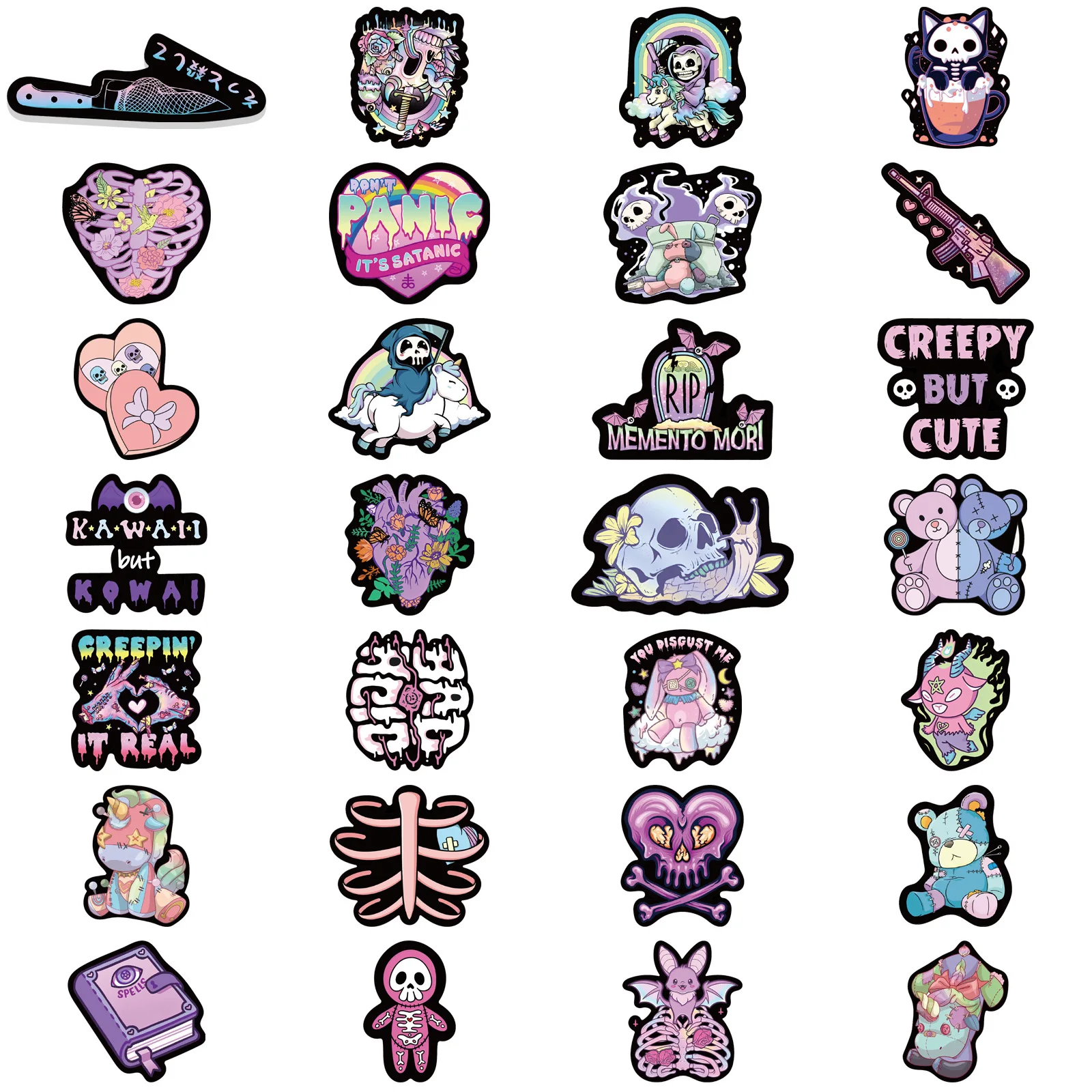 

50 шт. милые готические ужасные наклейки, Хэллоуин, Imp, Череп, фотоэлемент для ноутбука, холодильника, детской игрушки