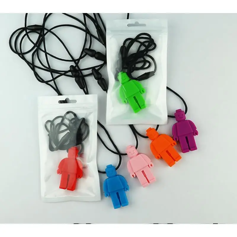 1PCS Baby Silicone Robot Teether Kids Chew Necklace Sensory Chewy Pendant Oral Motor Toys for Autistic Kids Gifts