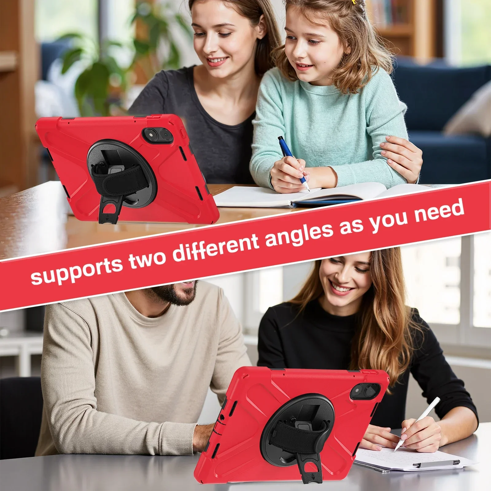 Kids Edition Shockproof Armor Tablet Cover with Stand and Strap