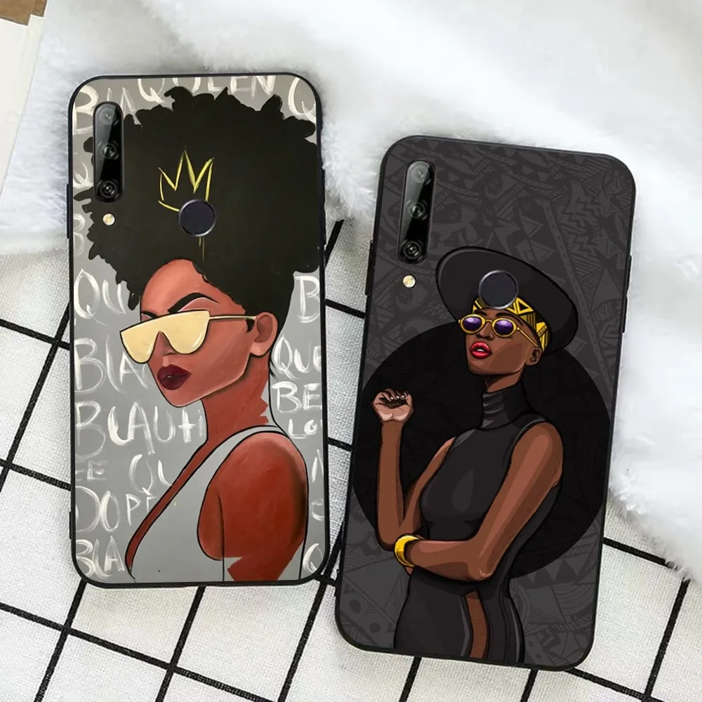 African Afro Melanin Poppin Black Girl Phone Case For Huawei Honor 10 lite 9 20 7A 9X 30 50 60 70 pro plus Soft Silicone Cover