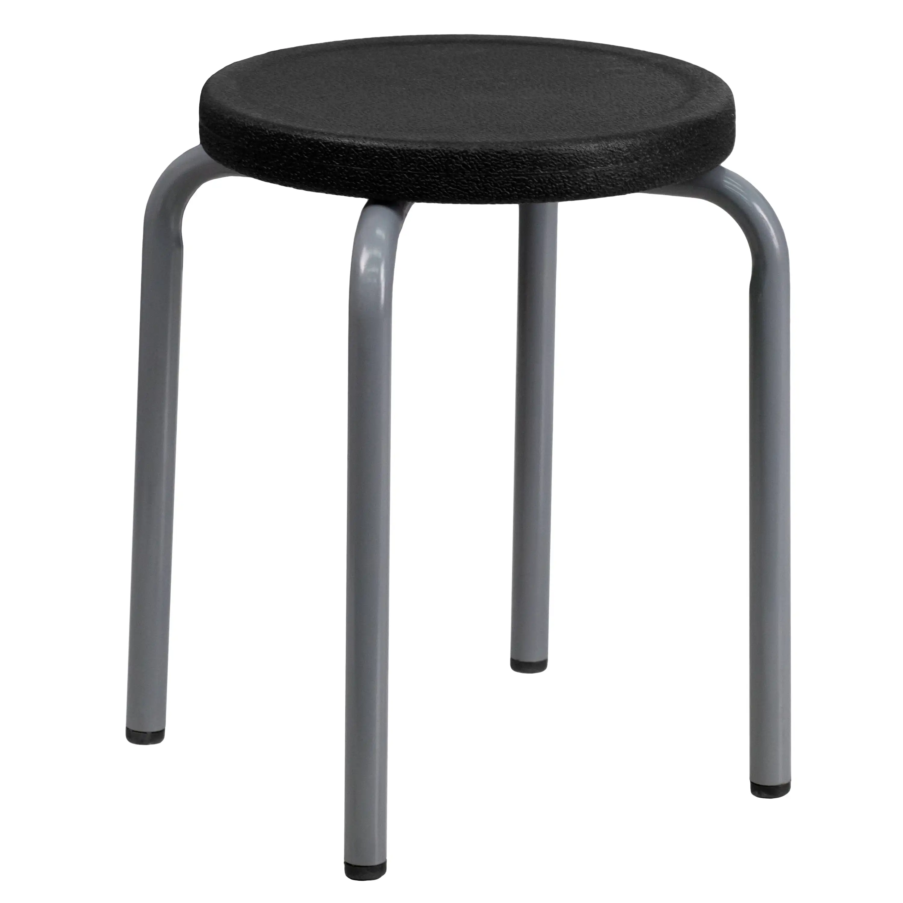 

Remington Stackable Stool with Black Seat and Silver Powder Coated Frame