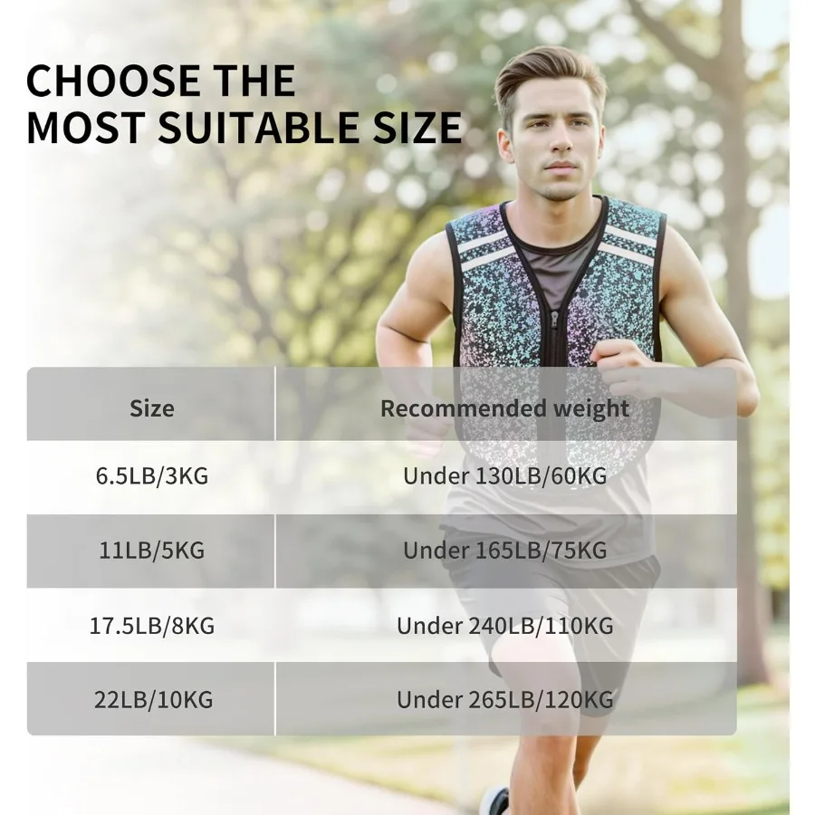 Weighted Vest Soft Washable for Men Women Kids 6.5lbs/11lbs/17.5lbs/22lbs,Fully Reflective Running Weight Vest,No Leakage Weight