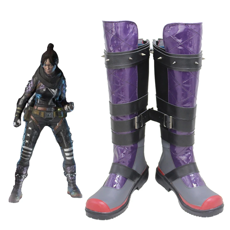 

Game Apex Legends Wraith Cosplay Shoes Halloween Party Costume Accessories Fancy PU Leather Boots Woman Men