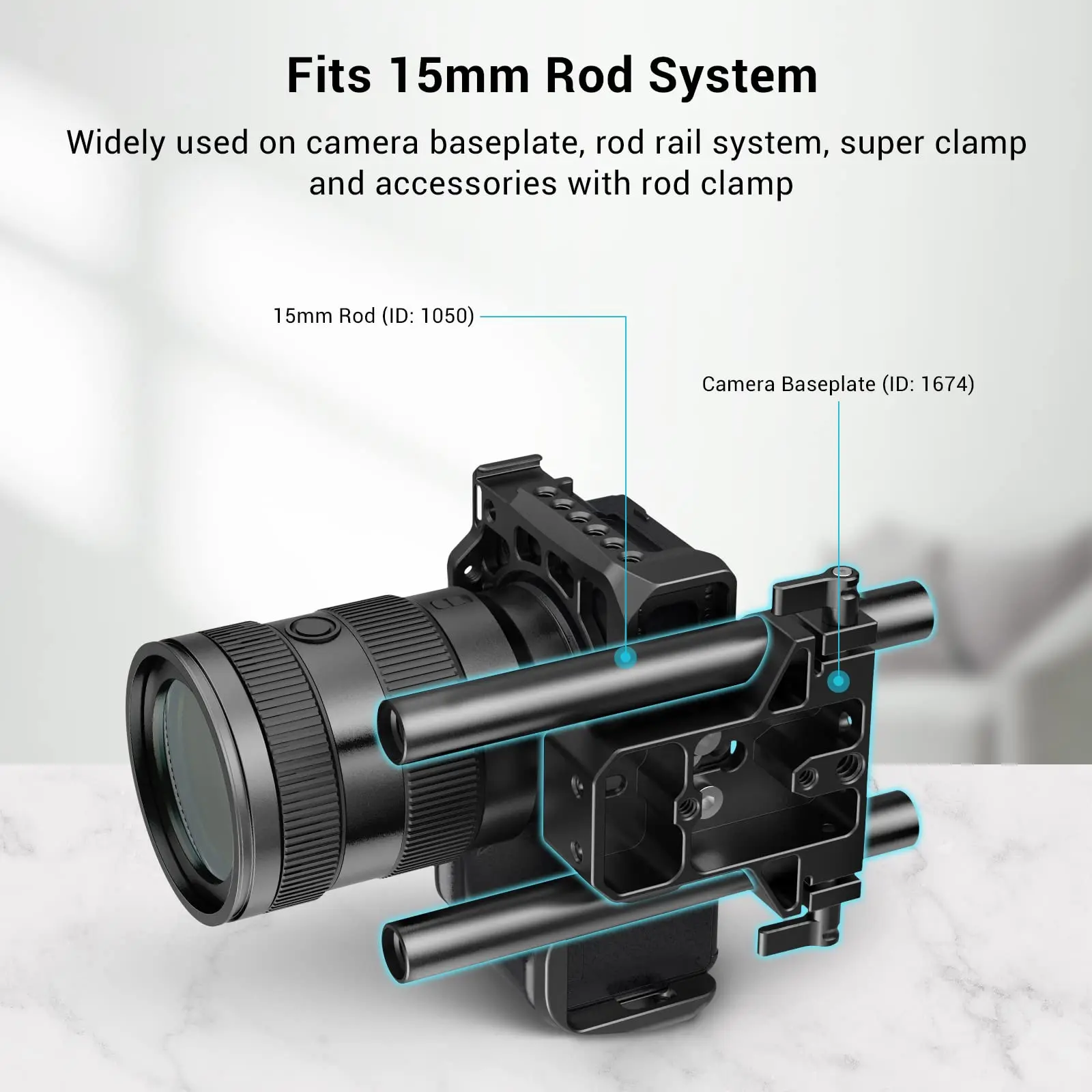 Aluminum Alloy 15mm Rod Camera Rail Rod 10/15/20cm 4/6/8Inch 2 Pcs Set for DSLR