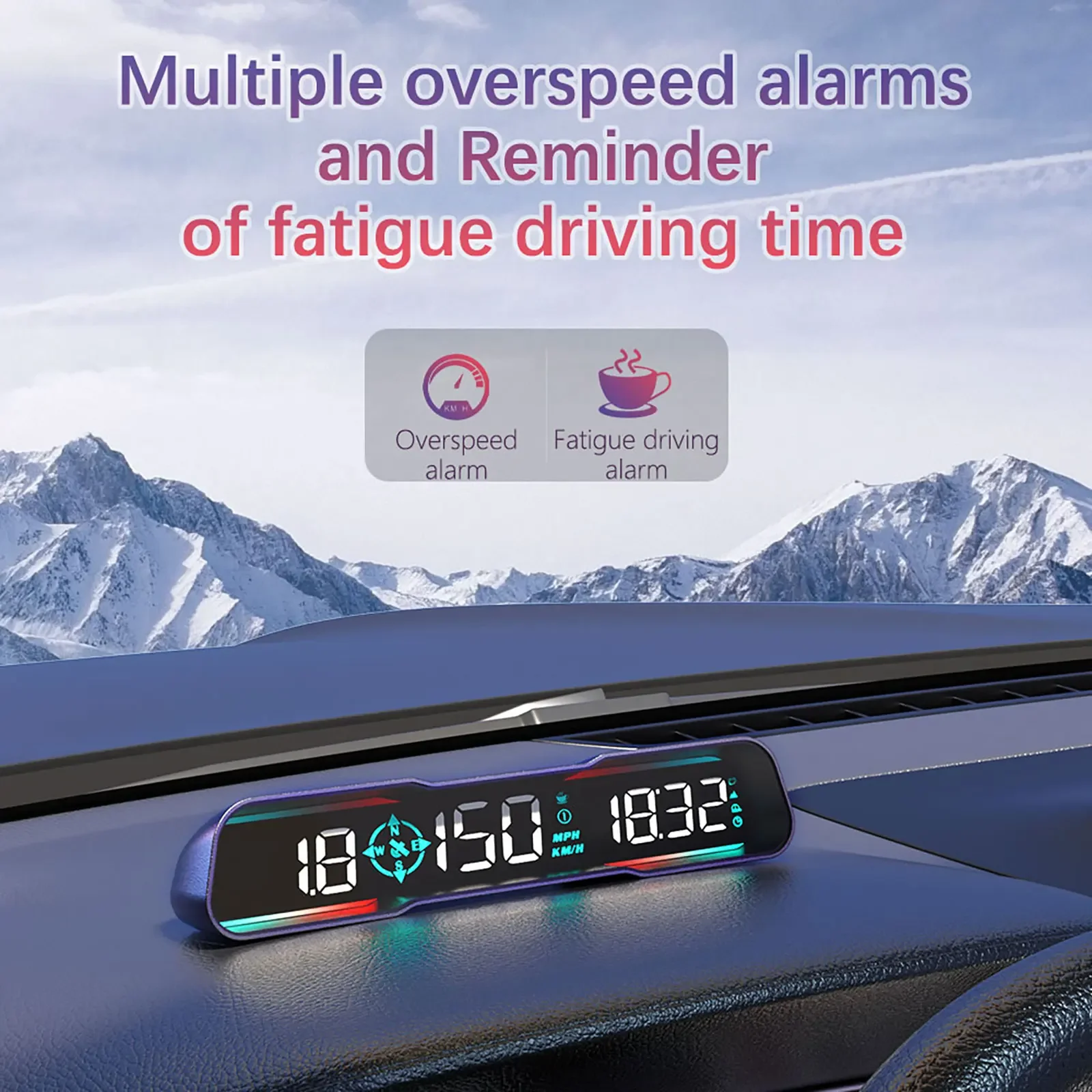 HD G19 ڵ GPS HUD  ÷ ӵ  Ÿ, KMH MPH  Ƿ  溸, ڵ ׼