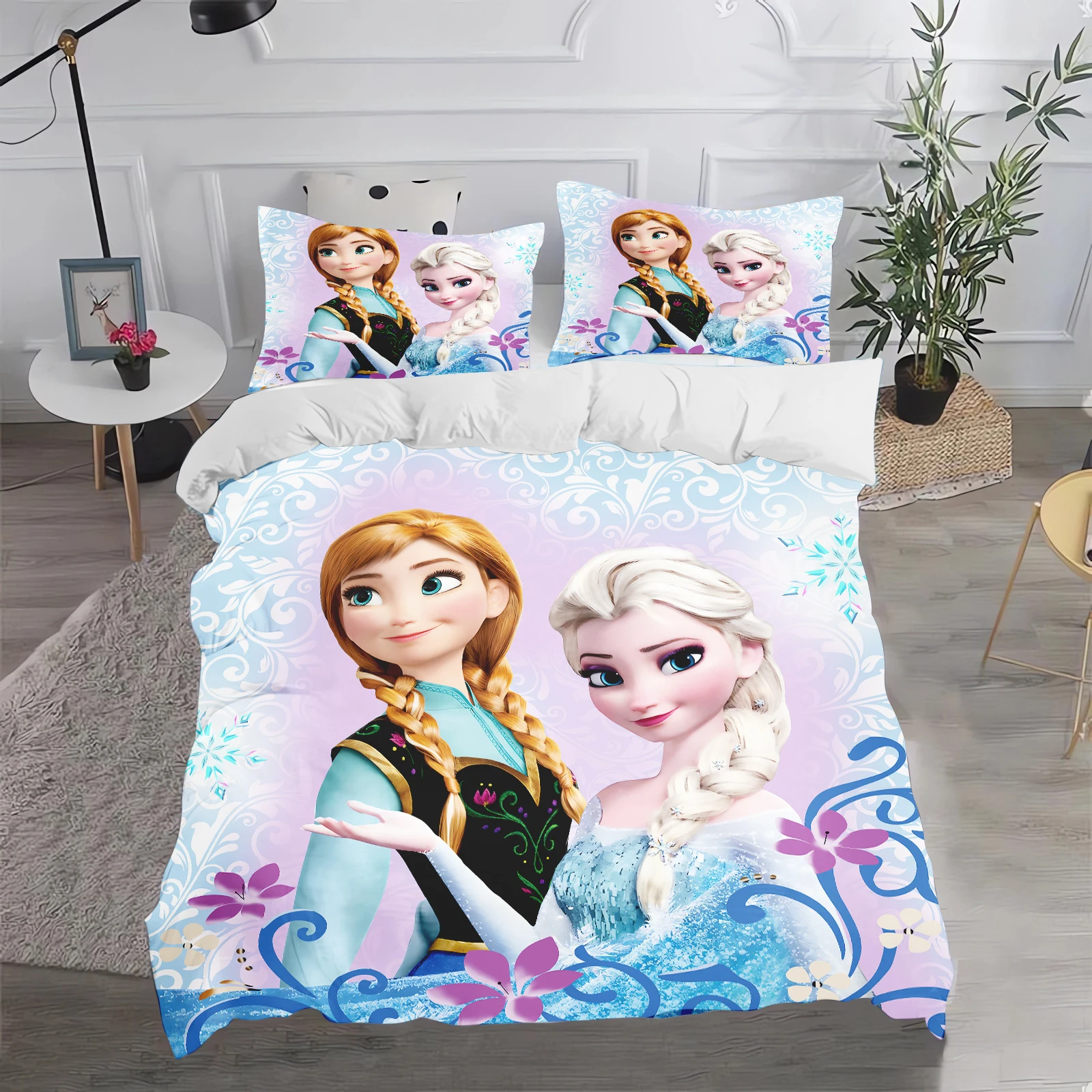 Elsa, Princess Aina, Frozen Christmas Gifts 3D Children'S Bedding Set 3-Piece 1 Quilt Cover Comforte 100% Polyester Anime Home