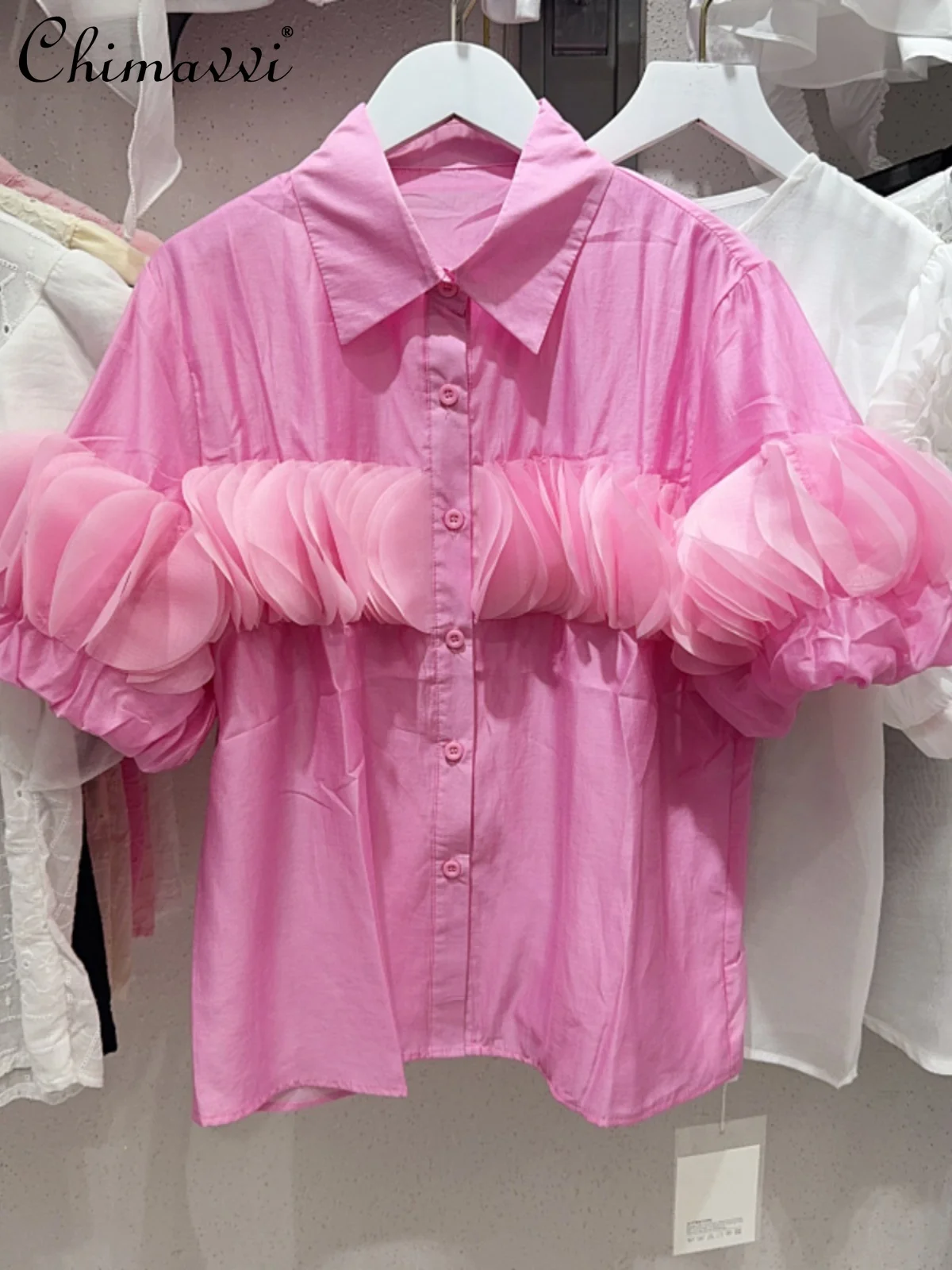 

Женская блузка с пышными рукавами, Повседневная тонкая Свободная блузка во французском стиле с пэчворком, весна-лето 2024