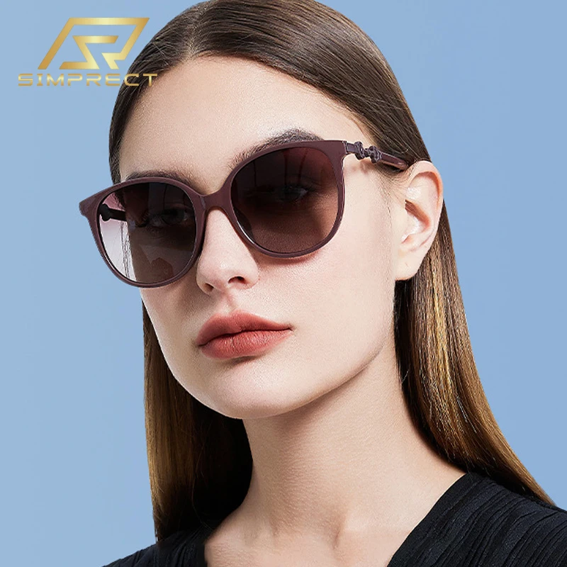 SIMPRECT Round Polarized Sunglasses Women 2023 Luxury Brand Designer