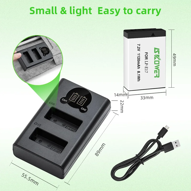 Battery Canon Mark 200d Ii K&F Concept LP-E17 2pcs (2-Pack