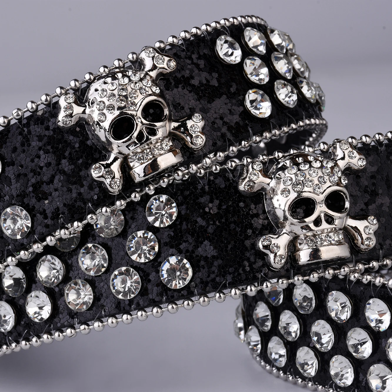 48/2000 Dame Strass Schädel gürtel, Punk Gürtel glänzenden Strass Aufkleber Gürtel – Detail 7
