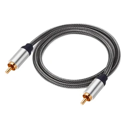 Premium Gold - Plated Braided RCA Audio Cable - 2m (Black)