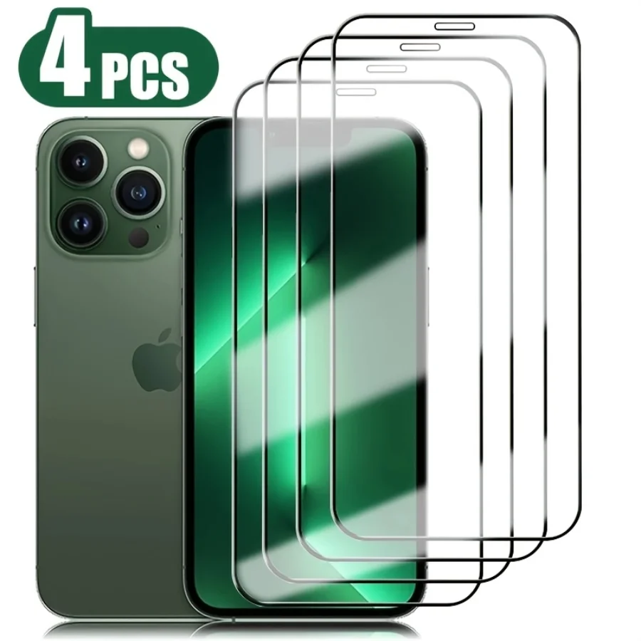 

4 шт. Полное покрытие экрана Защитные пленки для IPhone 13 11 12 Pro Max 13Pro 11Pro 14 PRO XS MAX X XR 8 7 Plus закаленное стекло