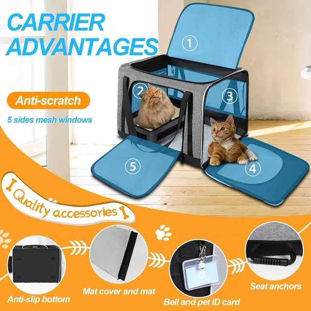 Pet Carrier with Wheels & Bowl 4