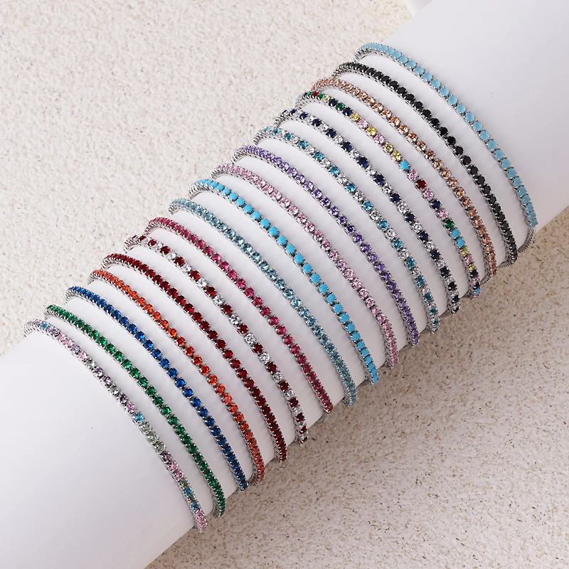 Adjustable Crystal Tennis Bracelets for Women Men Colorful Zircon Folding Buckle Chain Bangle Hand Party Sexy Fashion Jewelry