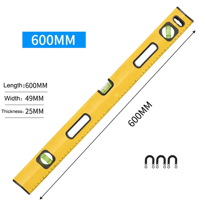 

U50 600MM High Precision Aluminum Alloy Spirit Level Ruler with Magnetic Construction Bubbles Level Tools