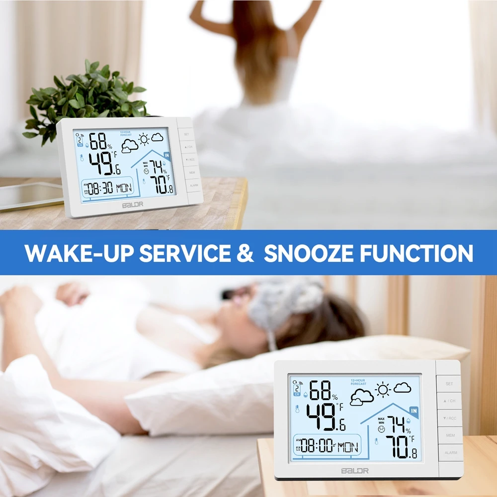 Wireless Weather Station with Atomic Alarm Clock, Hygrometer, Thermometer, Frost Alert, and Digital Forecasting Sensor