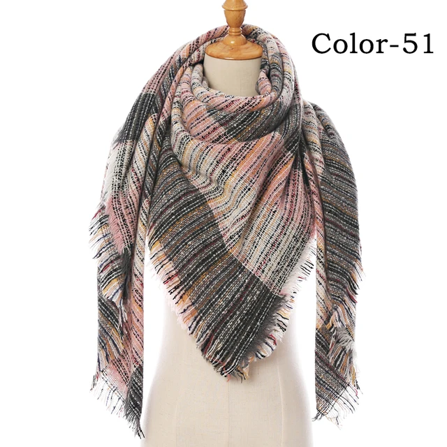 2021 new Cashmere Scarf For Women Plaid Knitted Triangle Pashmina Winter Warm Shawl Wraps Bufanda Female Soft Neck Echarpe UE-51