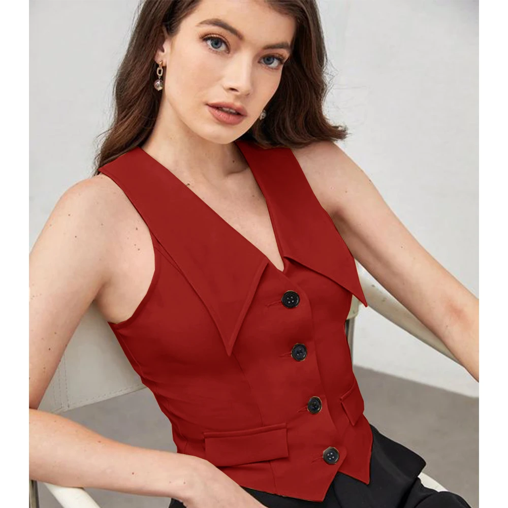 Vests for Women Vest Women's Suit Vest Single-breasted Casual Fashion Vest Elegant Slim Fit Outer Work Wear Summer Coats Jackets