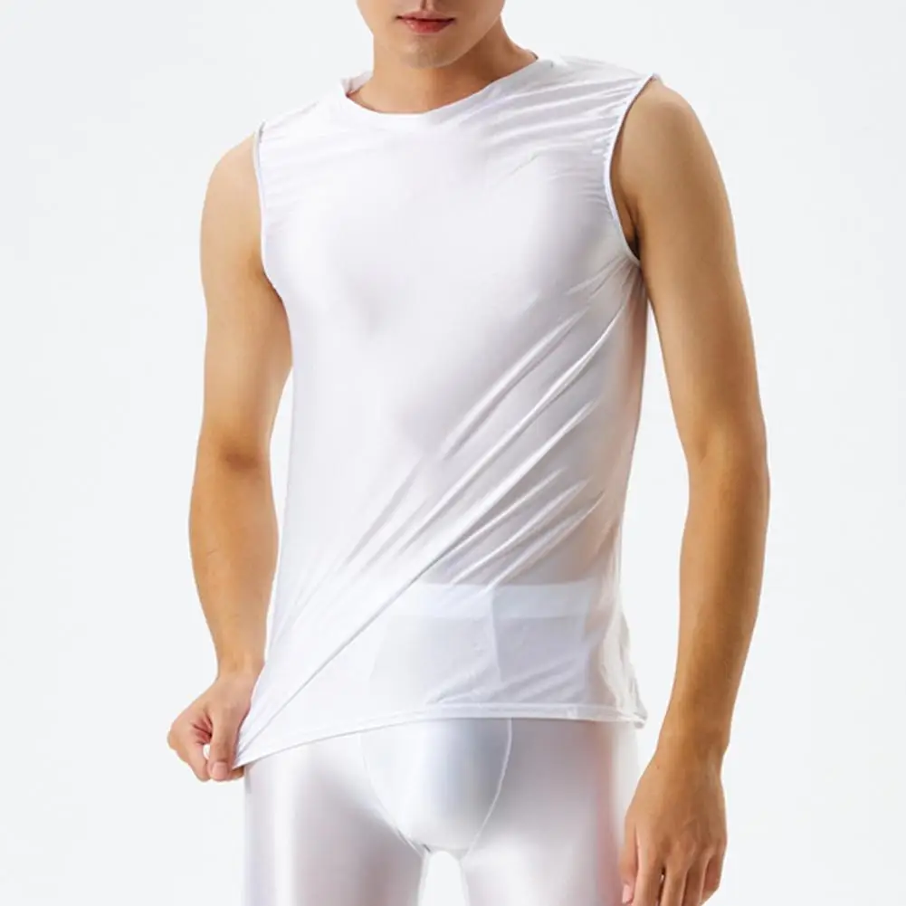 

Men's Vest Solid Color Slim High Elastic Sleeveless Round Neck Fitness Workout Gym Vest Sportswear Daily Clothing