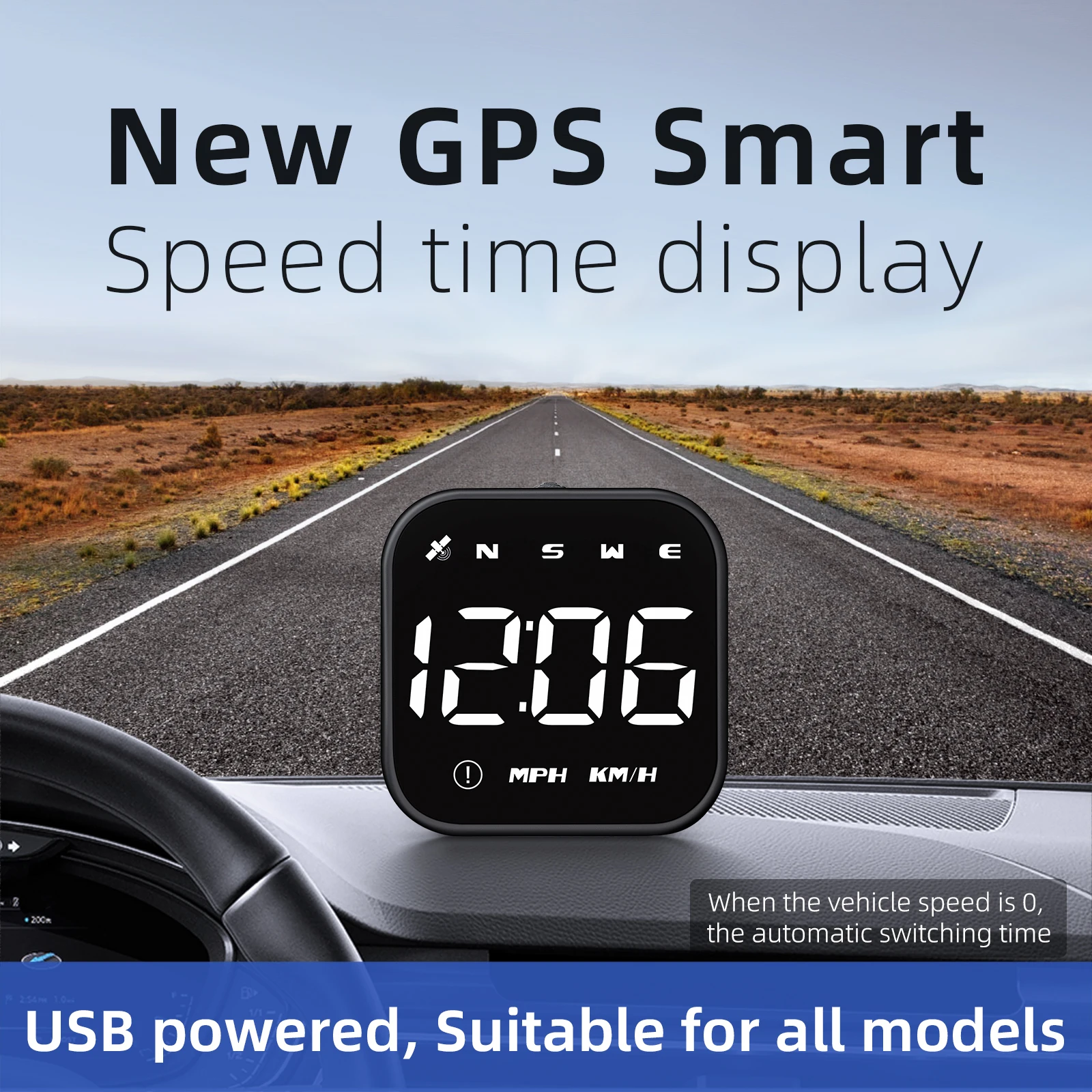 Car HUD G4S GPS Head Up Display Auto Digital KMH/MPH Speedometer Black / Green Font Speed Board Projection