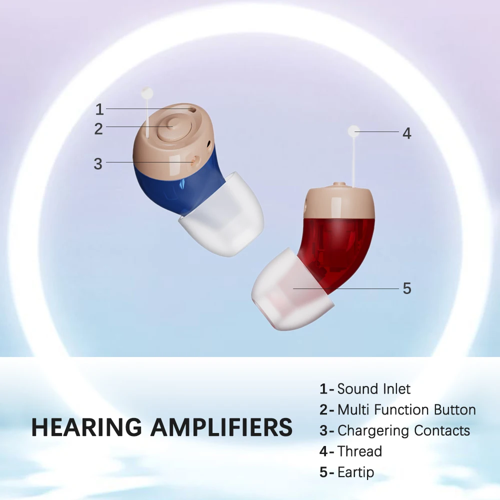 JINGHAO 1 Pair Mini Hearing Aids Rechargable In Ear Hearing Amplifier Sound Enhancer Fashion Design 4
