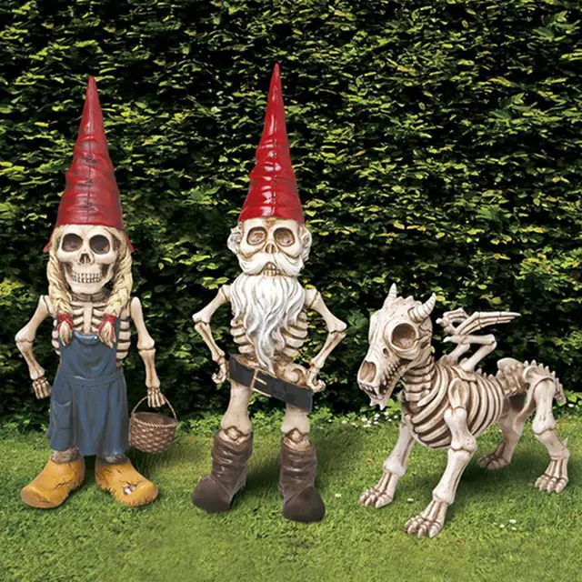 Halloween Skeleton Gnome Garden Sculpture