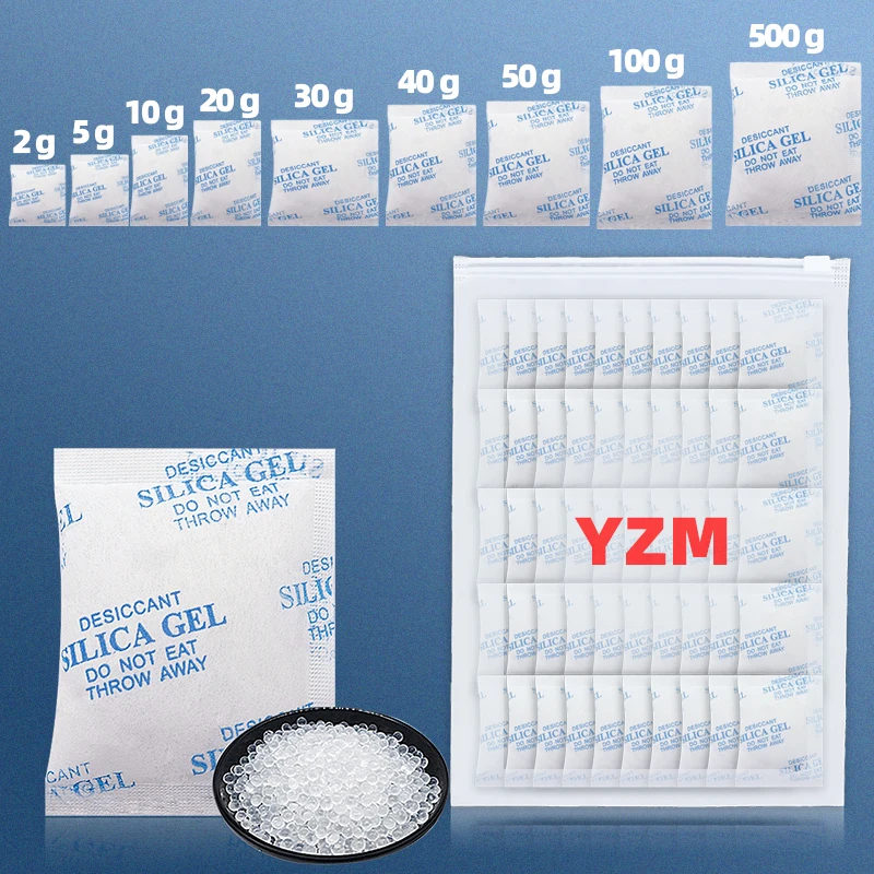 Silica Gel Packs 2/5/10/20/30/40/50/100/150/200/250/500 Gram Silica Gel Packs Transparent Desiccant Desiccant Packets Moisture Packs for Spices