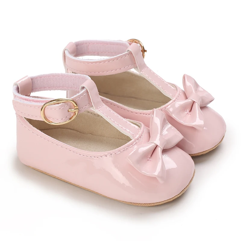 Pink Baby Bow Princess Shoes For 0-1 Year Old Baby Girls With Rubber Soles For Indoor and Outdoor Parties and Wedding Dresses 4