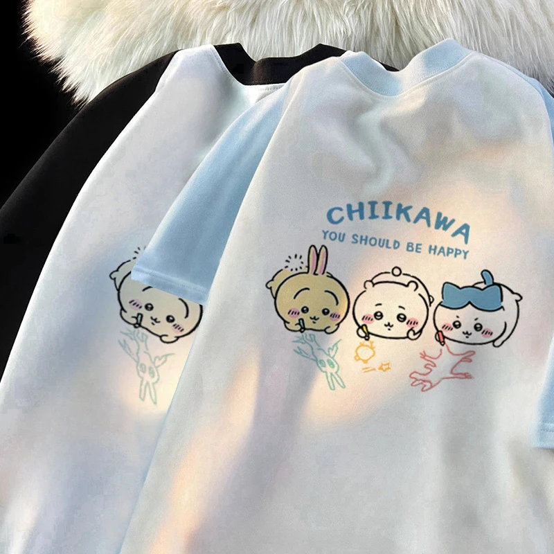 

Chiikawa аниме Kawaii Мультфильм Hachiware Usagi дома свободный крой удобные игрушки с коротким рукавом милые девушки