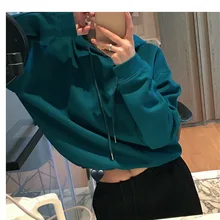 

Women's Spring and Winter Hoodie Long Sleeve Pure Color Sweater Casual Hooded Ladies Coat Clothing Pullover Jacket