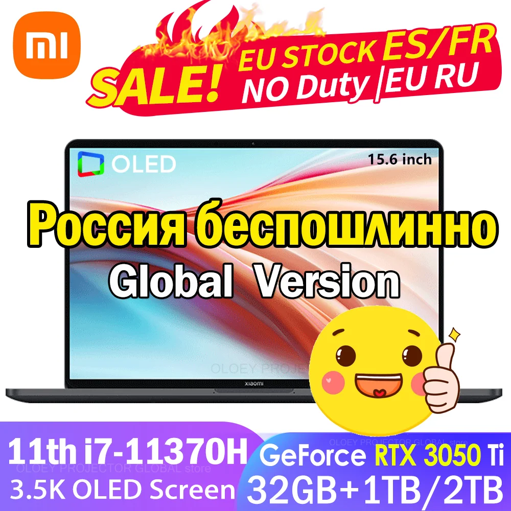 Игровой ноутбук Xiaomi Mi Pro X 15 6 дюйма Intel i7-11370H/I5-11300H RTX 3050Ti 16/32 ГБ ОЗУ 512 ГБ/ТБ ПЗУ Win10 ПК