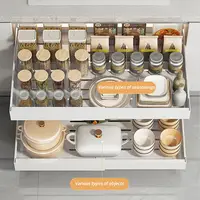 Organisateur de placard extensible robuste, 1 pièce, tiroir coulissant réglable pour cuisine, garde-manger ou salle de bain, support de rangement coulissant peu encombrant avec adhésif 3