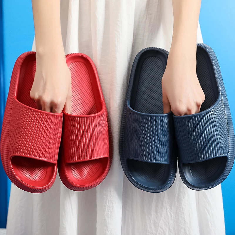 Women Thick Platform Cloud Slippers Summer Beach Eva Soft Sole Slide Sandals Leisure Men Ladies Indoor Bathroom Anti-slip Shoes