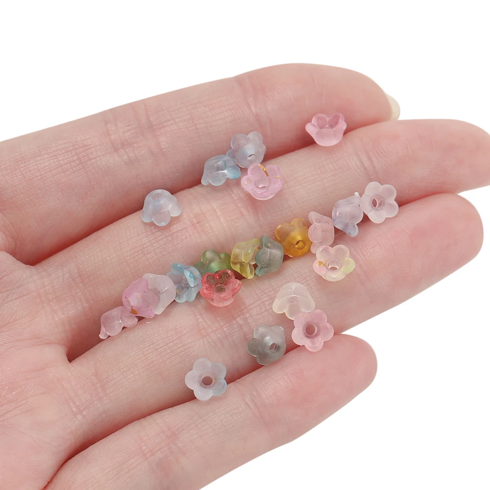 50Pcs/lot Gradient Flower Acrylic Beads Bellflower Spacer Beads Caps for DIY Charms Bracelets Jewelry Making Findings Accessorie 6