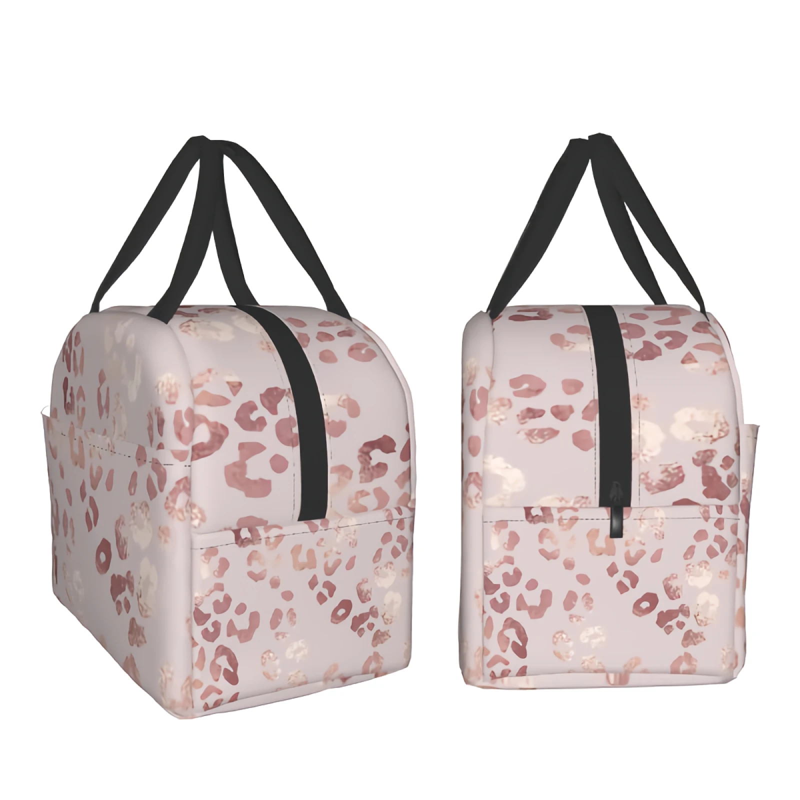 Leopard Print Lunch Bag Elegant Tote Bag Rose Gold Insulated Lunch for Women Men Teen Girls Boys