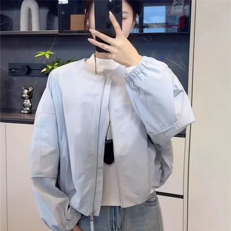 Korean Version Simple Women's Round Neck Solid Color Short Coat 2026 Spring New Female Casual Loose Jacket Joker Little Overwear 81 S8db39e26c942485ca531d6a78fddb00bf