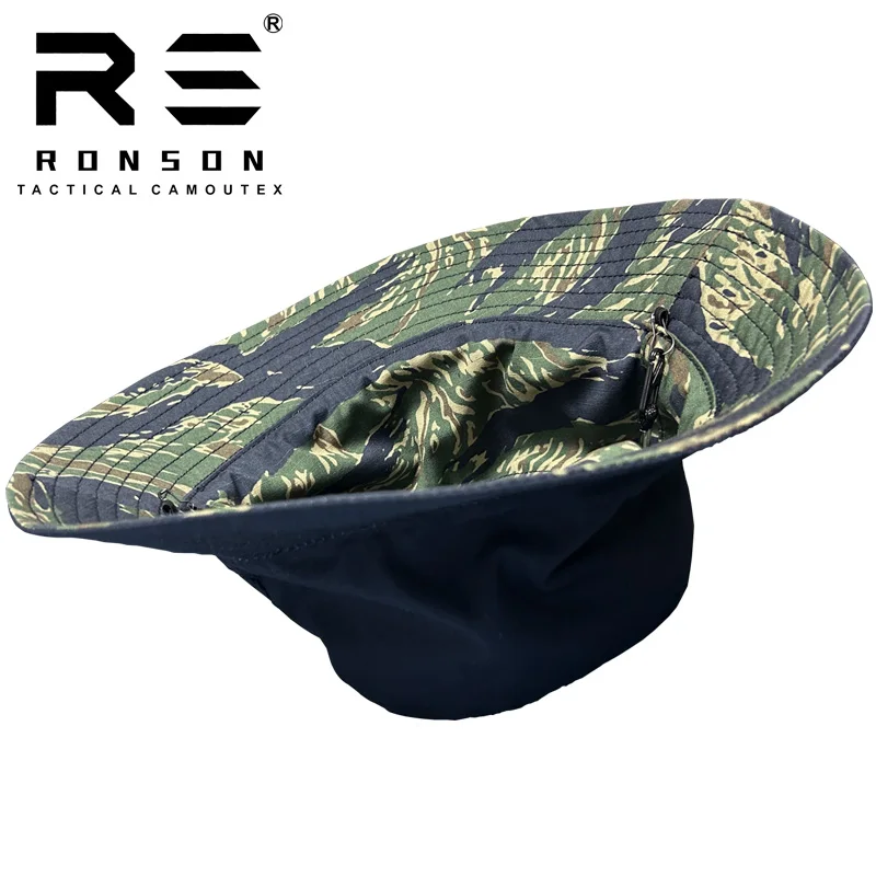 Outdoor Camouflage sun Cap Sunscreen summer Fisherman's Hat Blue Tiger Stripe Double Sided Camouflage German Spot Snow Camo