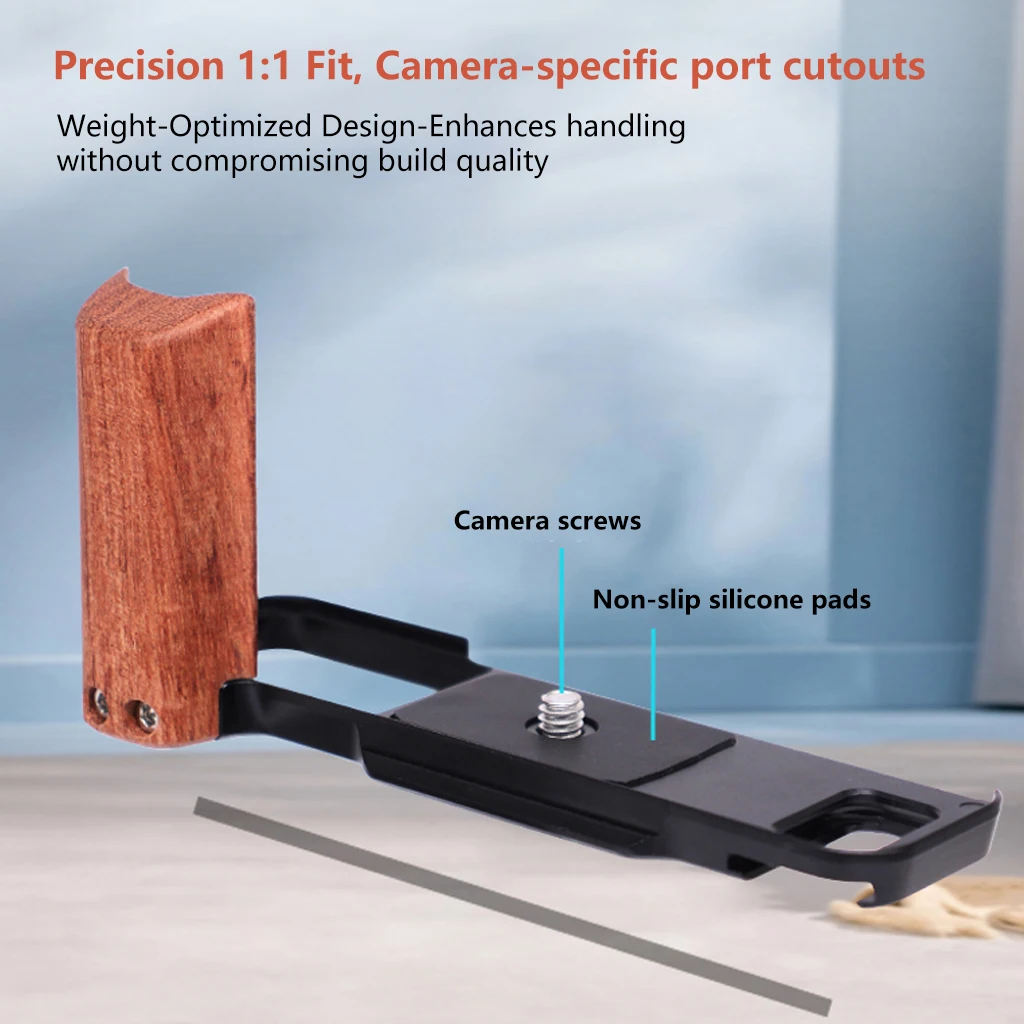 Handgriff aus Holz mit Schnellverschluss-Grundplatte aus Aluminiumlegierung für Fujifilm X-E5 spiegelloses Kameraständer-Stützzubehör – Detail 4