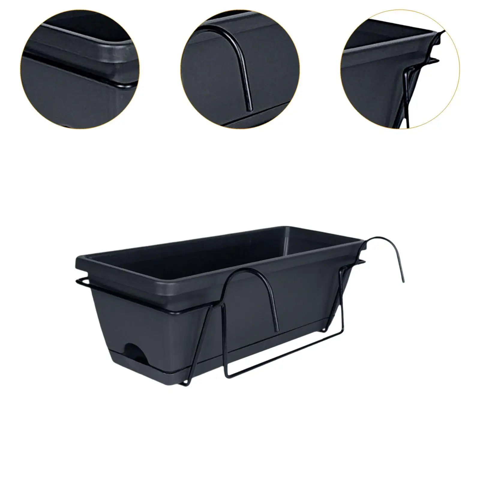 Hanging Flower Pot for Fence And Balcony, Flower Box, Flower Pot with Drainage Hole, Removable Tray, 43 X 19 X 15 Cm